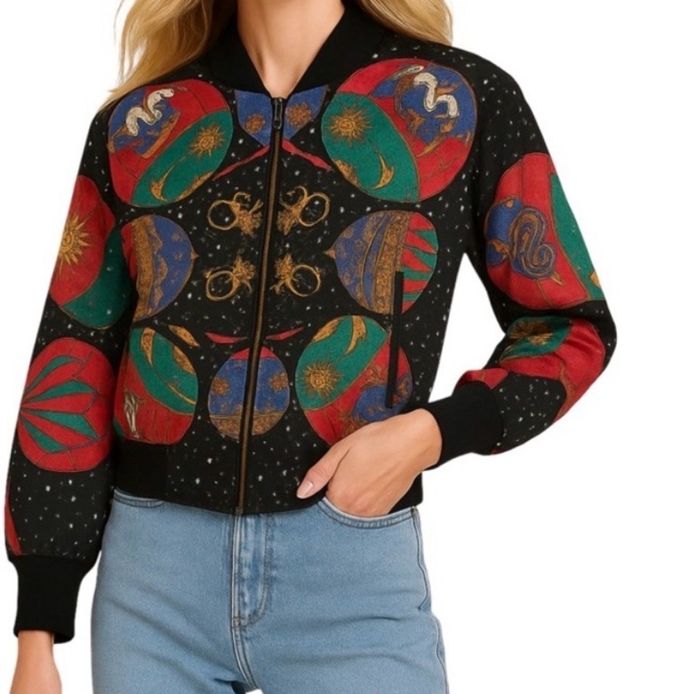 🔥 Vintage Metro High Fashion Bomber Jacket Hot Air Balloon Baroque Print Unisex